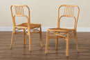Auden Natural Brown Rattan 2Pc Dining Chair Set Baxton