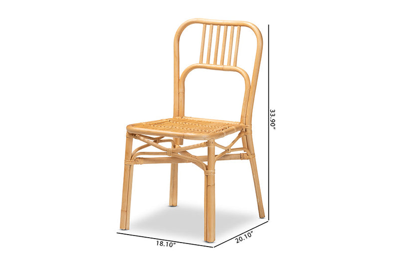 Auden Natural Brown Rattan 2Pc Dining Chair Set Baxton