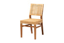 Merci Natural Brown Rattan and Walnut Brown Mahogany Wood Dining Chair Baxton