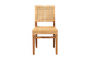 Merci Natural Brown Rattan and Walnut Brown Mahogany Wood Dining Chair Baxton