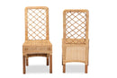Tallis Natural Brown Rattan and Walnut Brown Mahogany Wood 2Pc Dining Chair Set Baxton