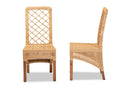 Tallis Natural Brown Rattan and Walnut Brown Mahogany Wood 2Pc Dining Chair Set Baxton