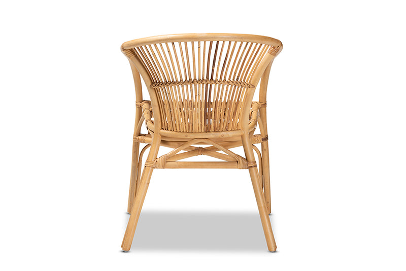 Artemis Modern Bohemian Natural Brown Rattan Dining Chair