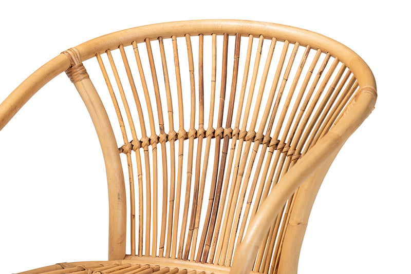 Artemis Modern Bohemian Natural Brown Rattan Dining Chair