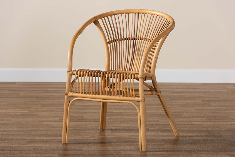 Artemis Modern Bohemian Natural Brown Rattan Dining Chair