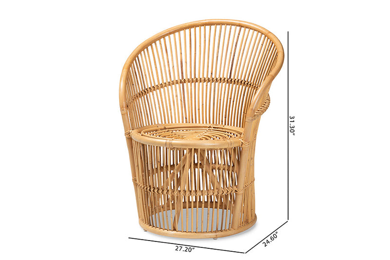 Maclean Natural Brown Rattan Accent Chair Baxton