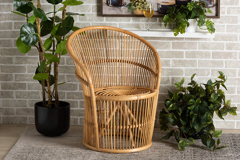 Maclean Modern Bohemian Natural Brown Rattan Accent Chair