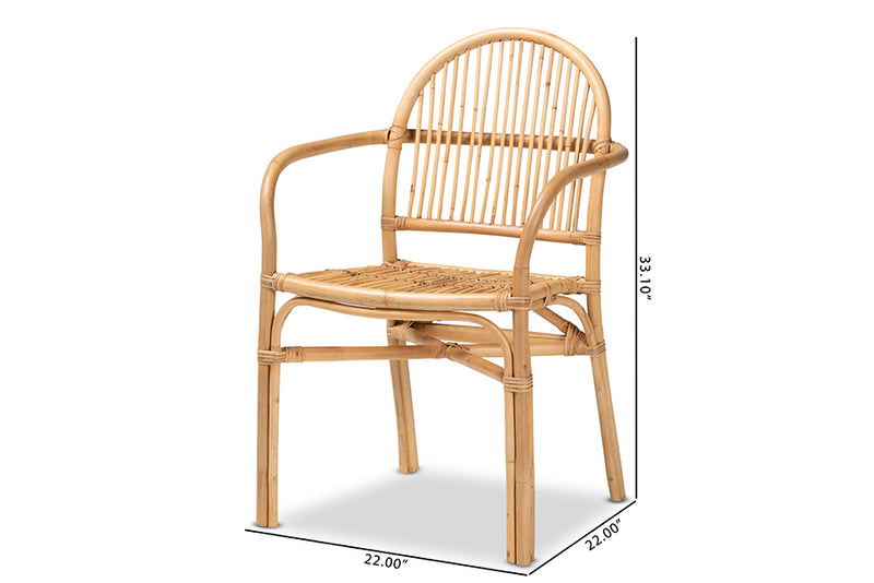 Randolph Modern Bohemian Natural Brown Rattan Dining Chair