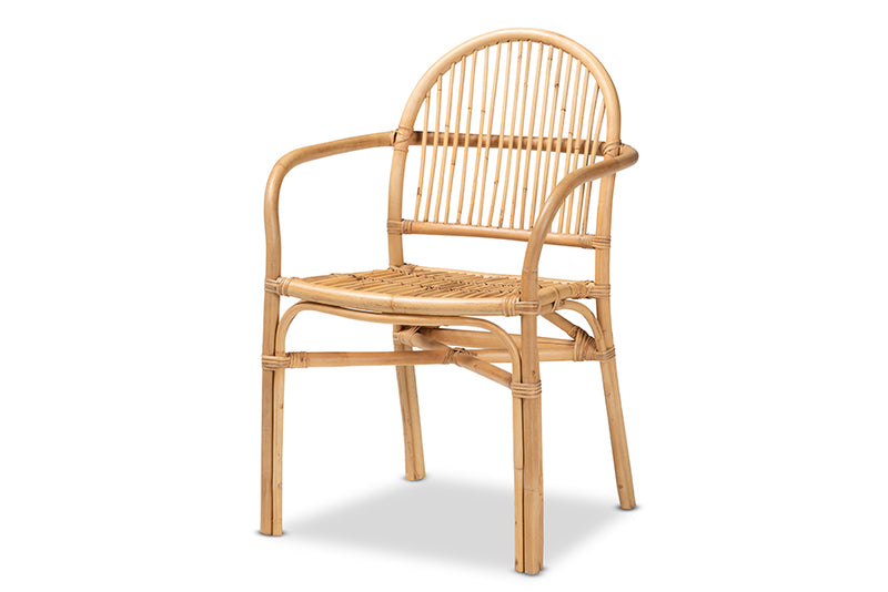 Randolph Modern Bohemian Natural Brown Rattan Dining Chair