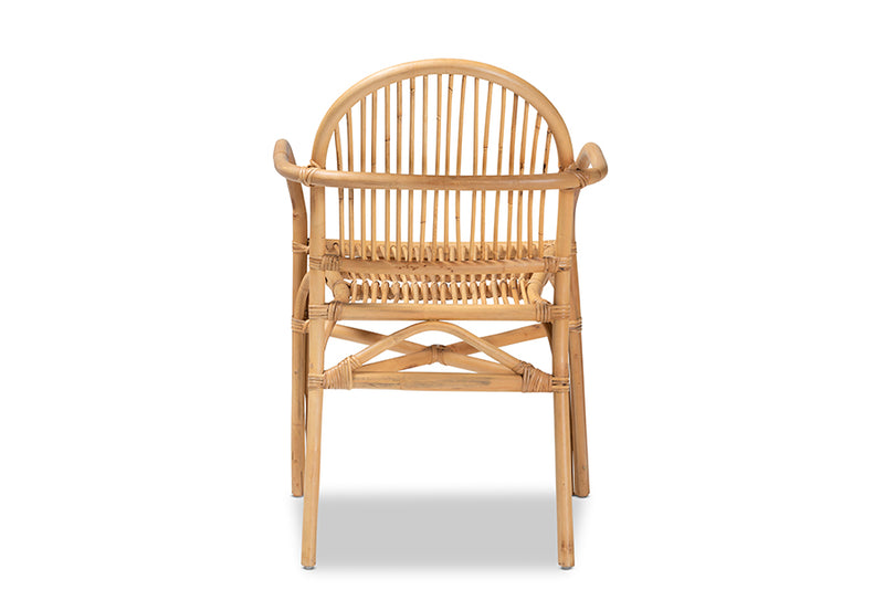 Randolph Modern Bohemian Natural Brown Rattan Dining Chair