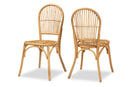 Alida Natural Brown Rattan 2Pc Dining Chair Set Baxton