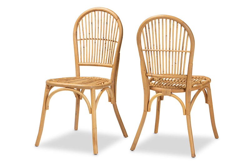 Alida Natural Brown Rattan 2Pc Dining Chair Set Baxton