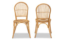 Alida Natural Brown Rattan 2Pc Dining Chair Set Baxton