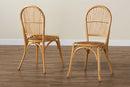 Alida Natural Brown Rattan 2Pc Dining Chair Set Baxton