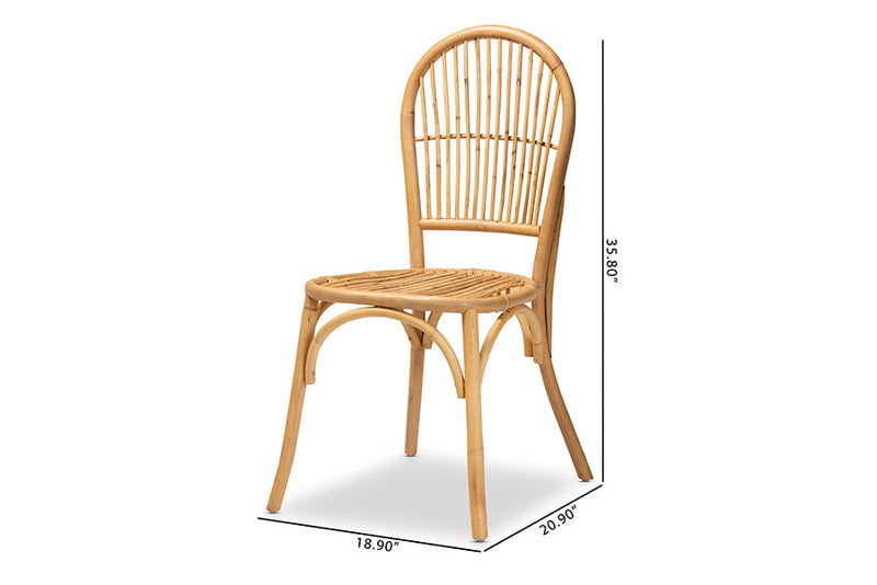 Alida Natural Brown Rattan 2Pc Dining Chair Set Baxton