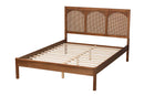 Goodwin Ash Walnut and Rattan Queen Size Platform Bed Baxton