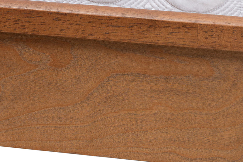 Goodwin Ash Walnut and Rattan Queen Size Platform Bed Baxton
