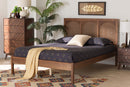 Goodwin Ash Walnut and Rattan Queen Size Platform Bed Baxton