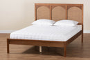 Goodwin Ash Walnut and Rattan King Size Platform Bed Baxton