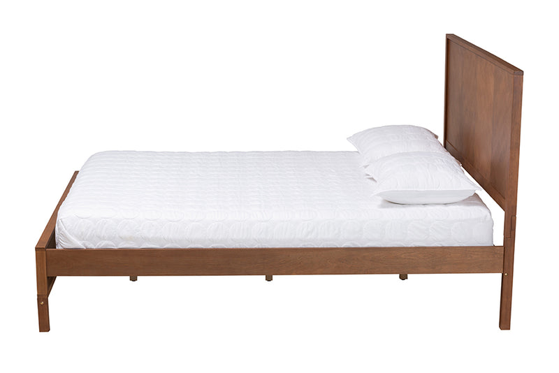 Manila Classic Transitional Ash Walnut Finished Wood King Size Platform Bed