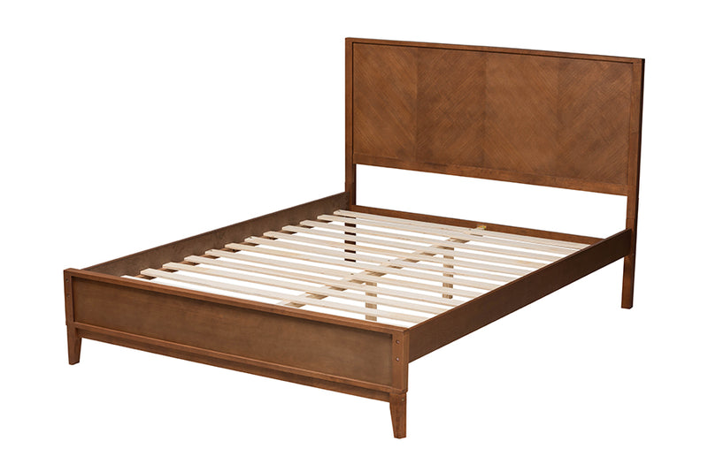 Manila Classic Transitional Ash Walnut Finished Wood King Size Platform Bed