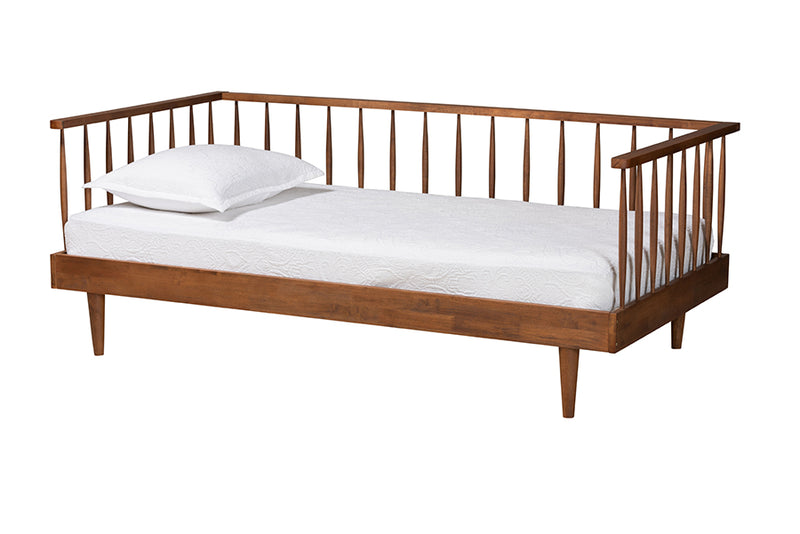 Cassandra Mid-Century Modern Ash Walnut Finished Wood Twin Size Daybed