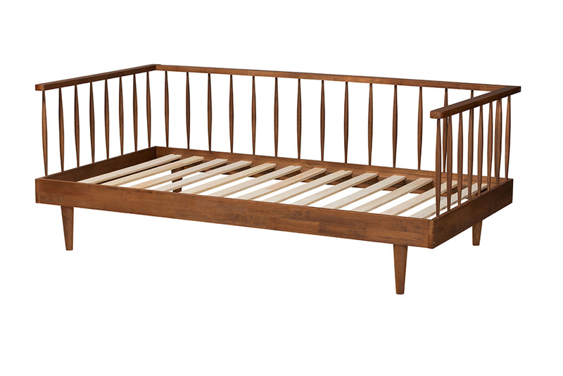 Cassandra Mid-Century Modern Ash Walnut Finished Wood Twin Size Daybed