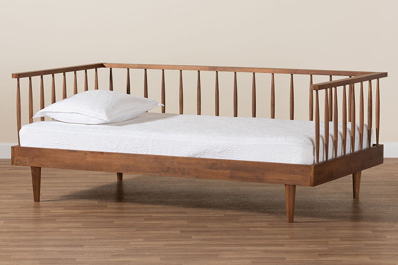 Cassandra Mid-Century Modern Ash Walnut Finished Wood Twin Size Daybed