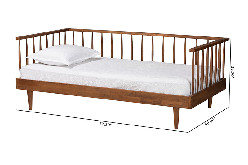 Cassandra Mid-Century Modern Ash Walnut Finished Wood Twin Size Daybed