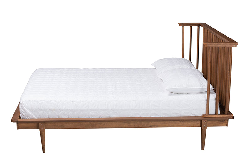 Eri Mid-Century Modern Ash Walnut Finished Wood King Size Platform Bed