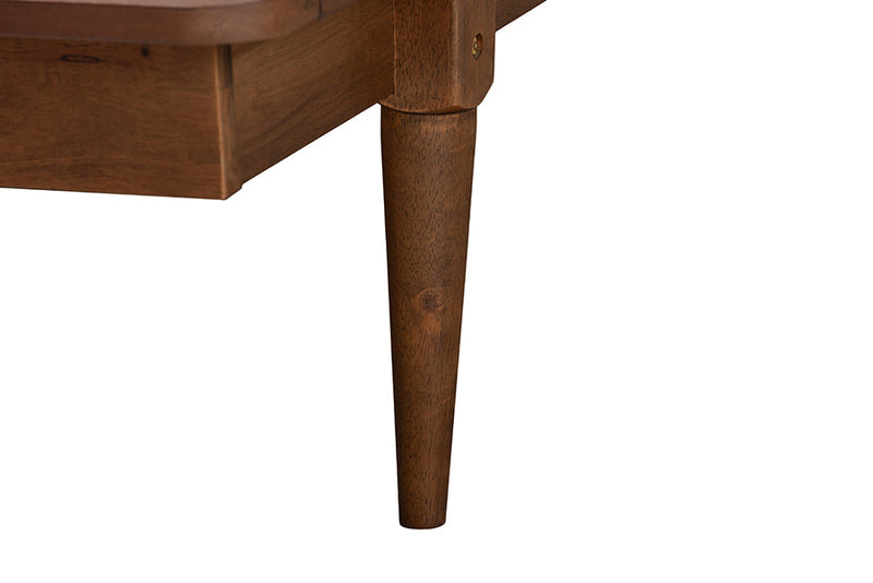 Eri Ash Walnut Queen Size Platform Bed Baxton