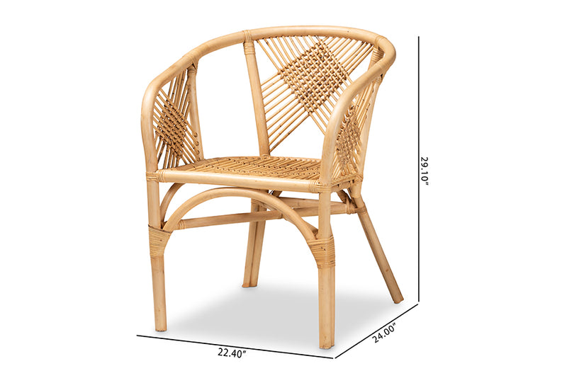 Patsy Modern Bohemian Natural Brown Rattan Dining Chair