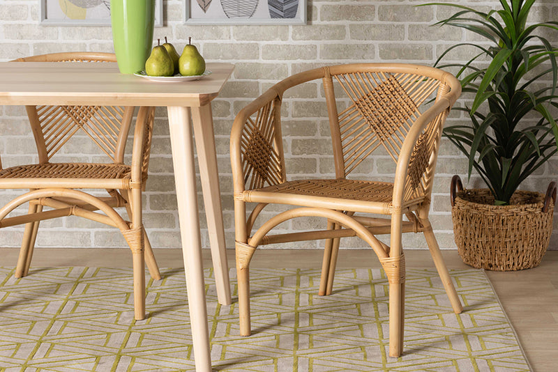 Patsy Modern Bohemian Natural Brown Rattan Dining Chair