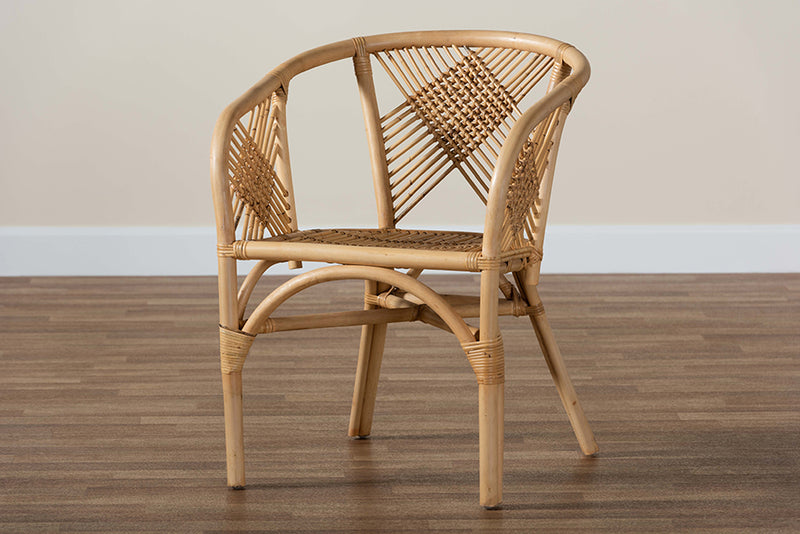 Patsy Modern Bohemian Natural Brown Rattan Dining Chair