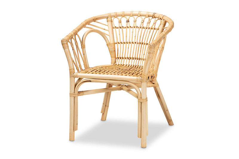 Melia Modern Bohemian Natural Brown Rattan Dining Chair