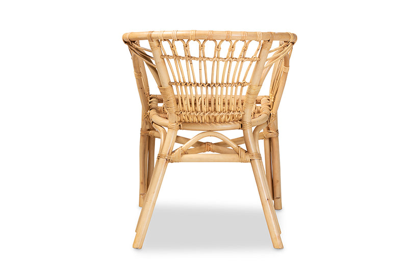 Melia Modern Bohemian Natural Brown Rattan Dining Chair