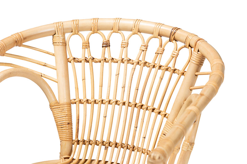 Melia Modern Bohemian Natural Brown Rattan Dining Chair