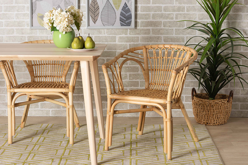 Melia Modern Bohemian Natural Brown Rattan Dining Chair