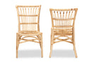 Ariane Natural Brown Rattan 2Pc Dining Chair Set Baxton