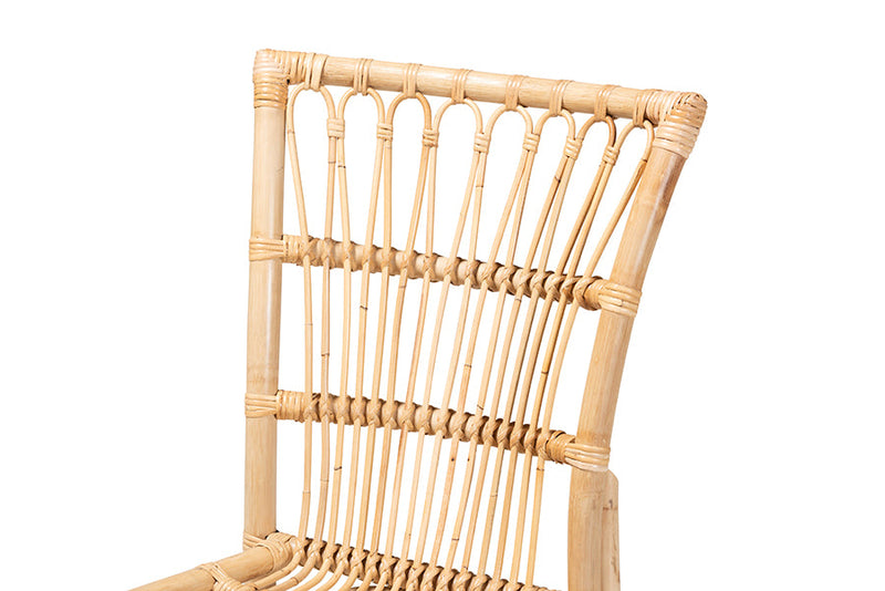 Ariane Natural Brown Rattan 2Pc Dining Chair Set Baxton