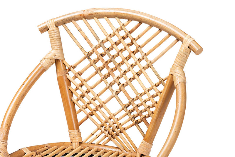 Ruby Natural Brown Rattan and Black Metal 2Pc Dining Chair Set Baxton
