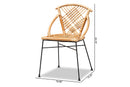 Ruby Natural Brown Rattan and Black Metal 2Pc Dining Chair Set Baxton
