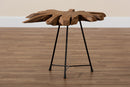 Arween Natural Brown and Black End Table w/Teak Tree Trunk Tabletop Baxton