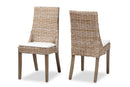 Mabelle Gray Rattan 2Pc Dining Chair Set Baxton