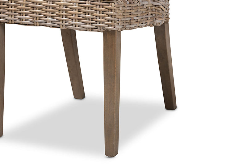 Mabelle Gray Rattan 2Pc Dining Chair Set Baxton