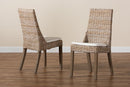 Mabelle Gray Rattan 2Pc Dining Chair Set Baxton