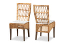 Garvey Natural Brown Rattan 2Pc Dining Chair Set Baxton
