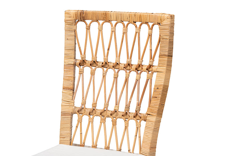 Garvey Natural Brown Rattan 2Pc Dining Chair Set Baxton