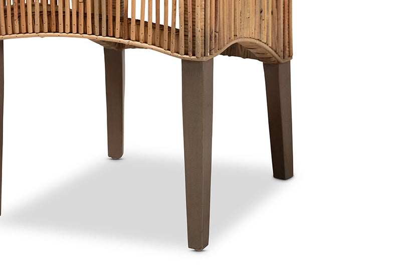 Garvey Natural Brown Rattan 2Pc Dining Chair Set Baxton