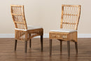 Garvey Natural Brown Rattan 2Pc Dining Chair Set Baxton